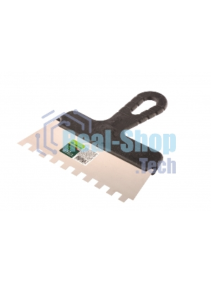 Шпатель из нержавеющей стали Сибртех 200 мм, зуб 10х10 мм, пластмассовая ручка