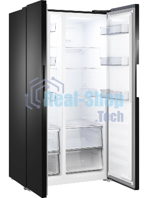 Холодильник Weissgauff WSBS 550 Built-in NoFrost Inverter черный двухкамерный 325/190л морозилка сбоку, No Frost, Side by Side