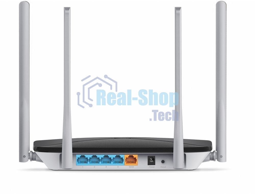 Беспроводный маршрутизатор Mercusys AC12, Dual Band, (867Мбит/с на 5 ГГц + 300Мбит/с на 2,4 ГГц)4 порта 100 Мбит/с, 4 фиксированных антенны