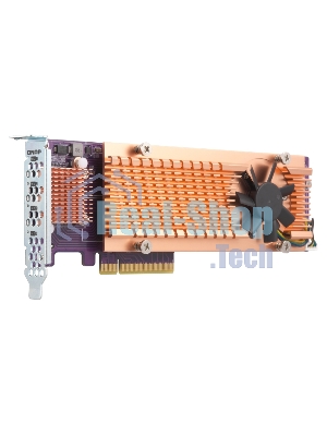 Плата расширения QNAP QM2-4P-384 Quad M.2 PCIe NVMe SSD expansion card; supports up to four M.2 2280 formfactor M.2 PCIe (Gen3 x4) SSDs; PCIe Gen3 x8 host interface; Low-profile bracket pre-loaded, Low-profile flat and Full-height are bundled