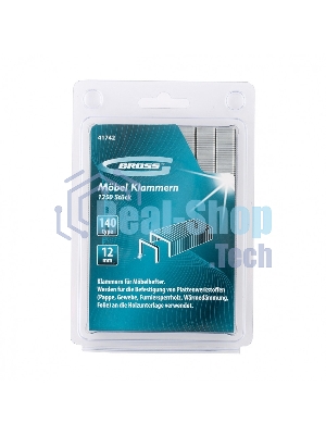 Скобы Gross 12 мм, для мебельного степлера, усиленные, тип 140, 1250 шт.