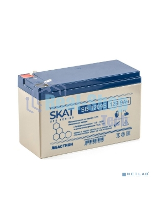 Батарея для ИБП свинцово-кислотная SKAT SB 1209S тип AGM 12V 9А·ч I зар. 2,6 А (ножевые клеммы) (8970)