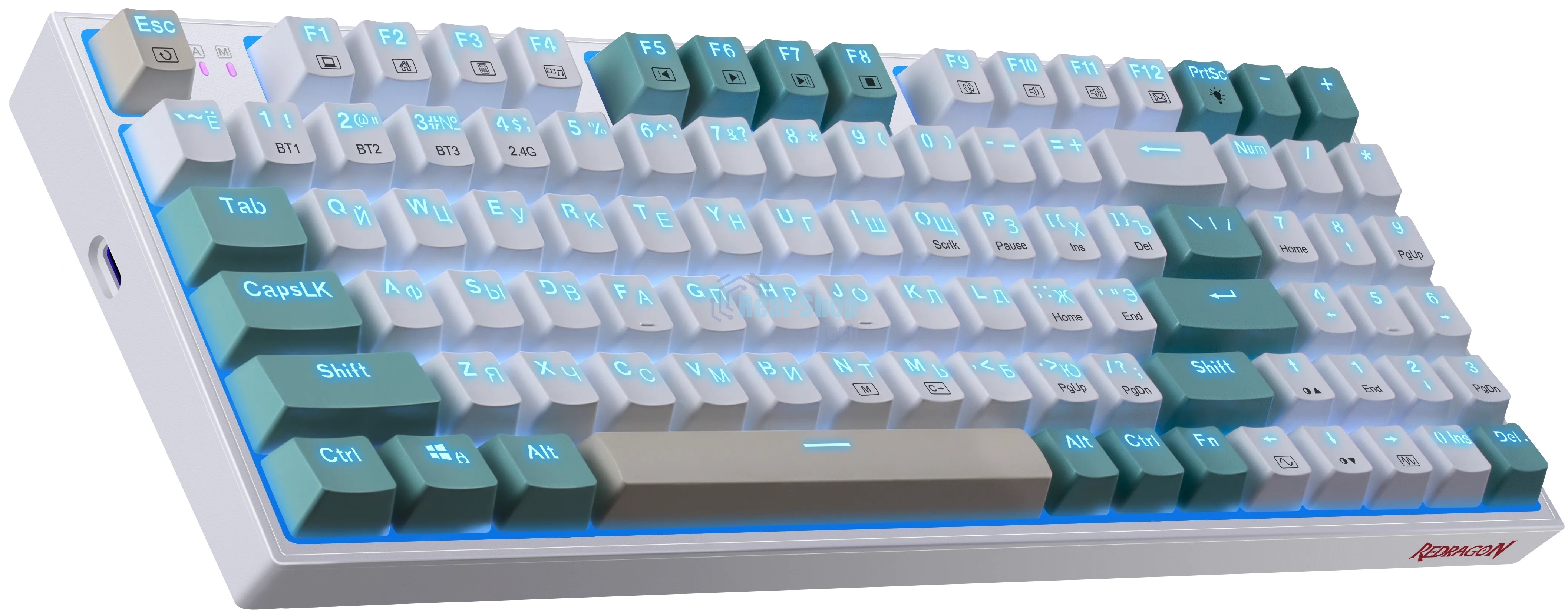 Клавиатура беспроводная Defender REDRAGON VEIGAR USB, Bluetooth/Радиоканал, бело-голубая