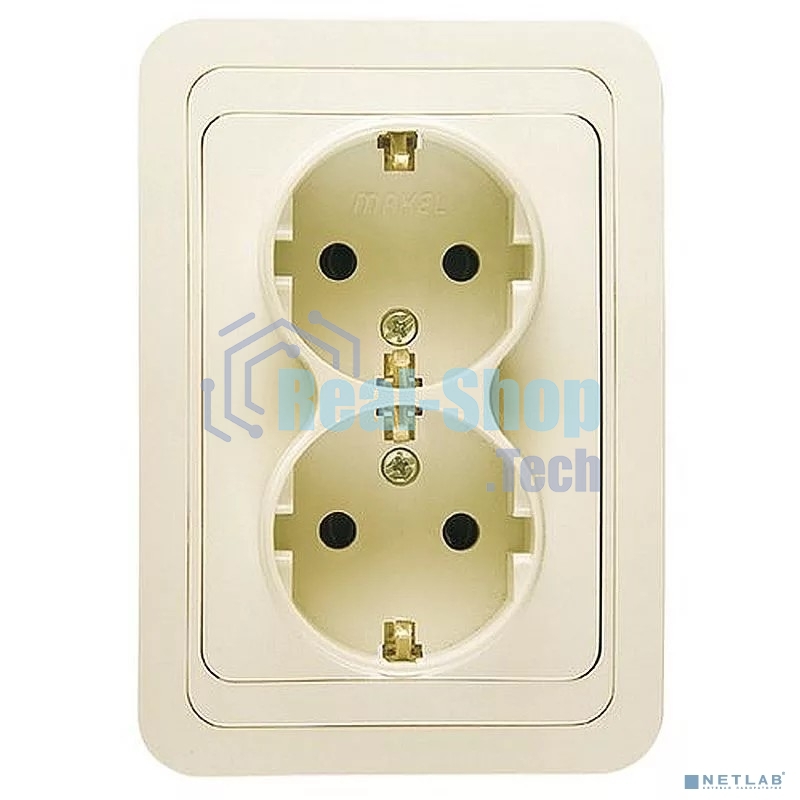 Розетка Makel 2-м СП Mimoza 16А IP20 с заземл. крем/крем