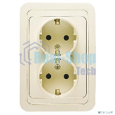 Розетка Makel 2-м СП Mimoza 16А IP20 с заземл. крем/крем