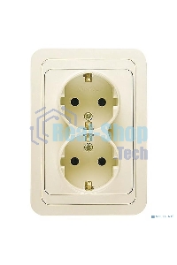 Розетка Makel 2-м СП Mimoza 16А IP20 с заземл. крем/крем
