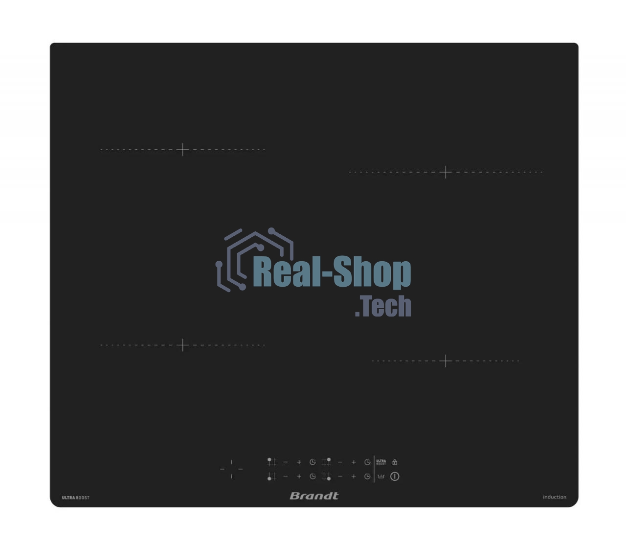 Индукционная варочная панель Brandt, 4 варочных зоны, 14 уровней мощности, индикация остаточного тепла, таймер, Ultraboost, черный