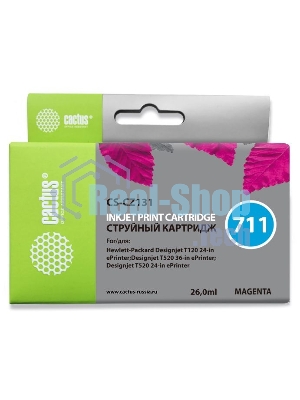 Картридж струйный Cactus CS-CZ131 №711 пурпурный (26 мл) для HP DesignJet T120/T520