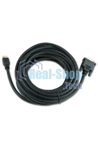 Кабель HDMI-DVI Cablexpert CC-HDMI-DVI-15, 19M/19M, single link, медь, позол.разъемы, экран, 4.5м, черный, пакет