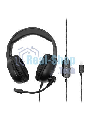 Гарнитура Oklick HS-L930G чёрный/синий, проводная, USB, подсветка