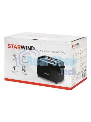 Тостер Starwind ST7002 чёрный, 700 Вт, 2 слота