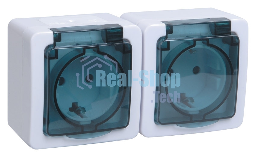 Розетка 2-м ОП Гермес Plus РСб22-3-ГПБд с защ. крышкой с заземл. IP54 (цвет крышки дымчатый) ИЭК ERMP22-K03-16-54-EC