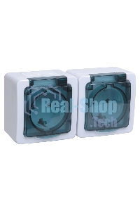 Розетка 2-м ОП Гермес Plus РСб22-3-ГПБд с защ. крышкой с заземл. IP54 (цвет крышки дымчатый) ИЭК ERMP22-K03-16-54-EC