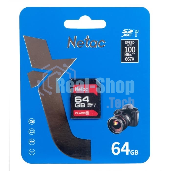 Флеш карта SDHC 64Gb Netac Class 10 UHS-I U1 P600 NT02P600STN-064G-R
