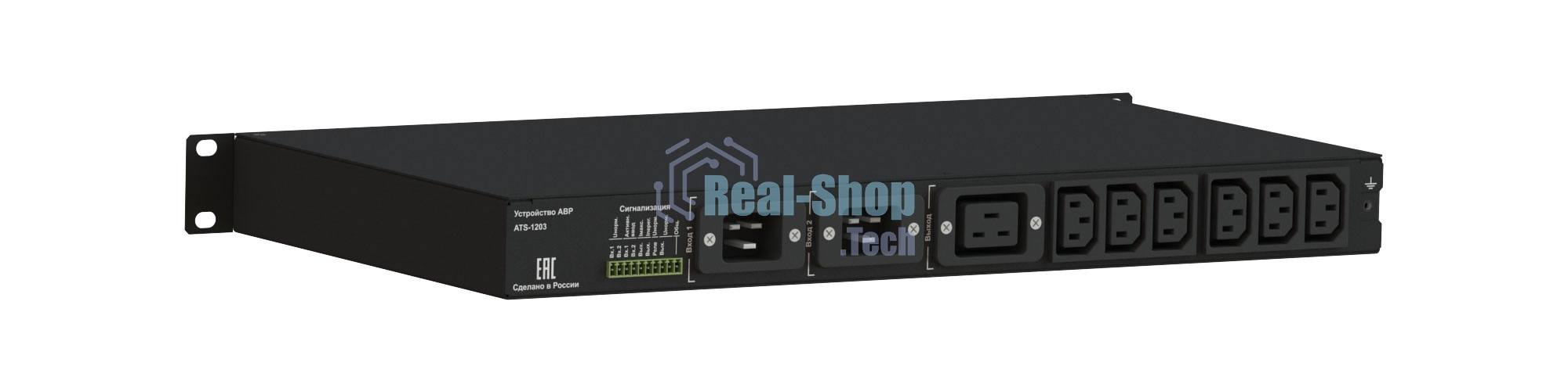 Автоматический ввод резерва Elemy ATS-1203/16/S/E/DO, 1U, 220B, 16A, Ethernet, Digital Output, in (2) C20, out (1) C19 (6) C13