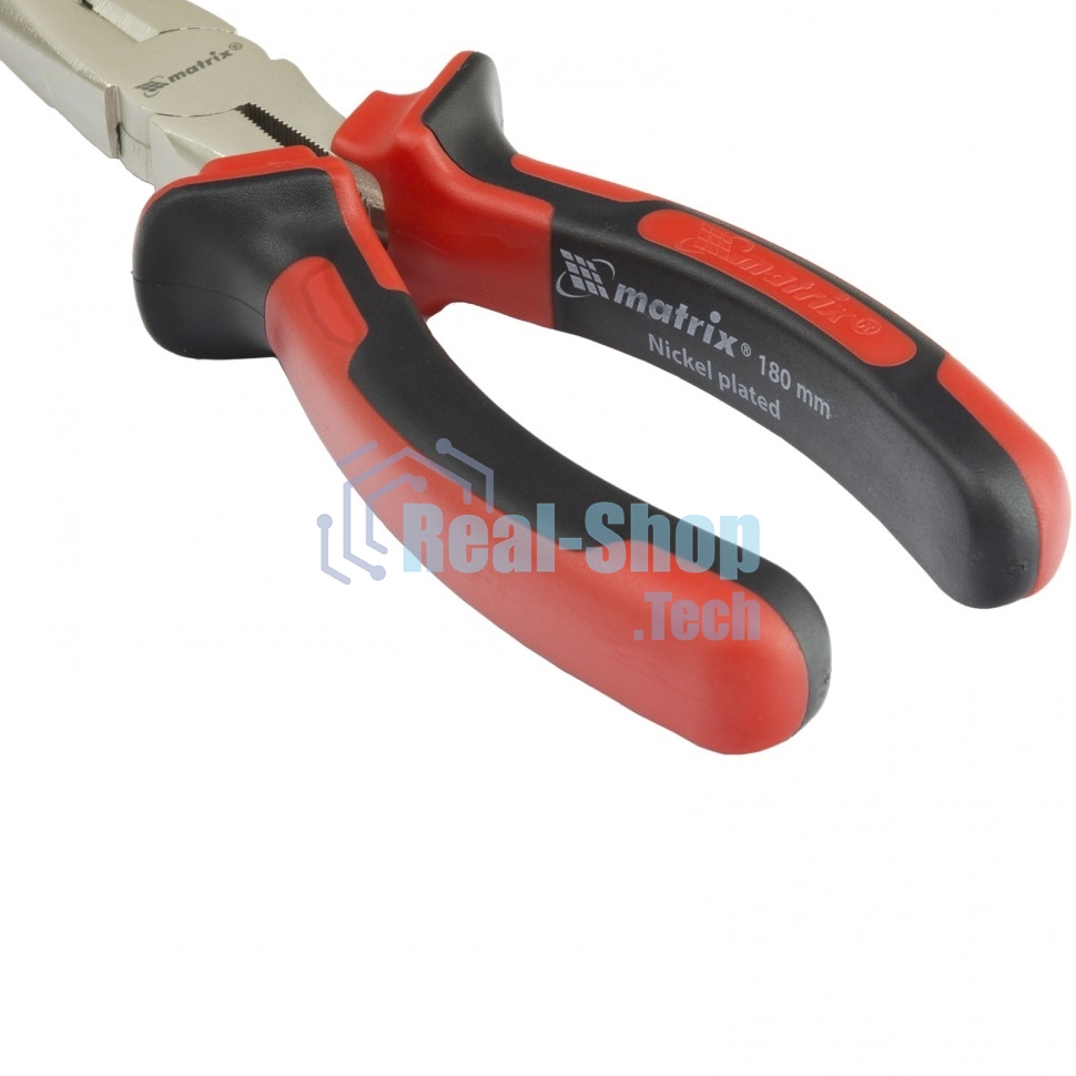 Длинногубцы Matrix NICKEL, 180 мм, прямые никелированные, двухкомпонентные рукоятки