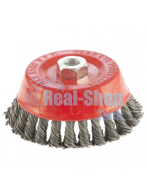 Щетка Matrix для УШМ, 125 мм, М14, Чашка, крученая проволока 0,8 мм