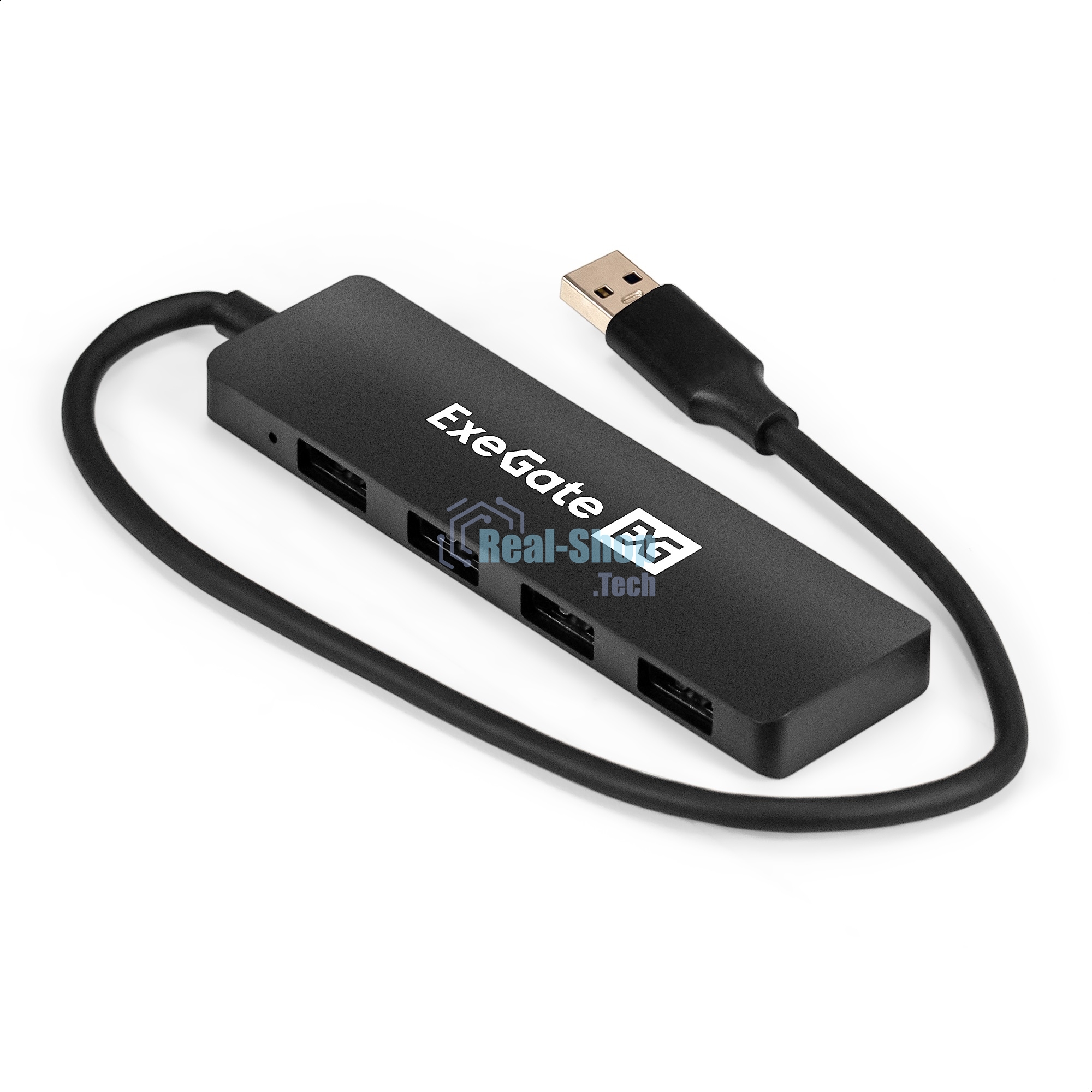 USB-концентратор 4-в-1 ExeGate DUB-4P/3 (кабель-адаптер USB3.0 --> 4xUSB3.0, Plug&Play, черный)