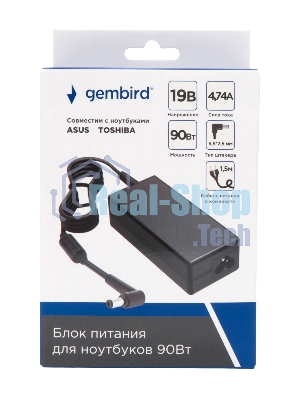 Блок питания Gembird для ноутбуков Asus, Toshiba 19В/4,74А, 90Вт, 1 штекер 5,5х2,5мм (NPA-AC17)