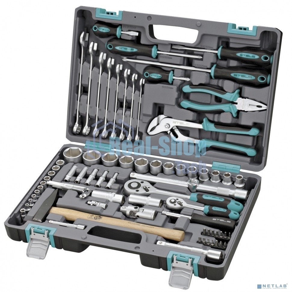 Набор инструментов STELS 141041/2'' 1/4'' CrV пластиковый кейс  76 предм.