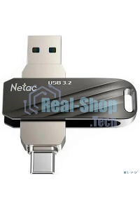 Флешка USB Netac US11 черный 64Gb USB Type-A + USB Type-C, metal/plastic case