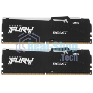Оперативная память Kingston Fury Beast, DDR5, 64Gb (2x32Gb), 6000MHz, CL30, DIMM, с радиаторами, черный