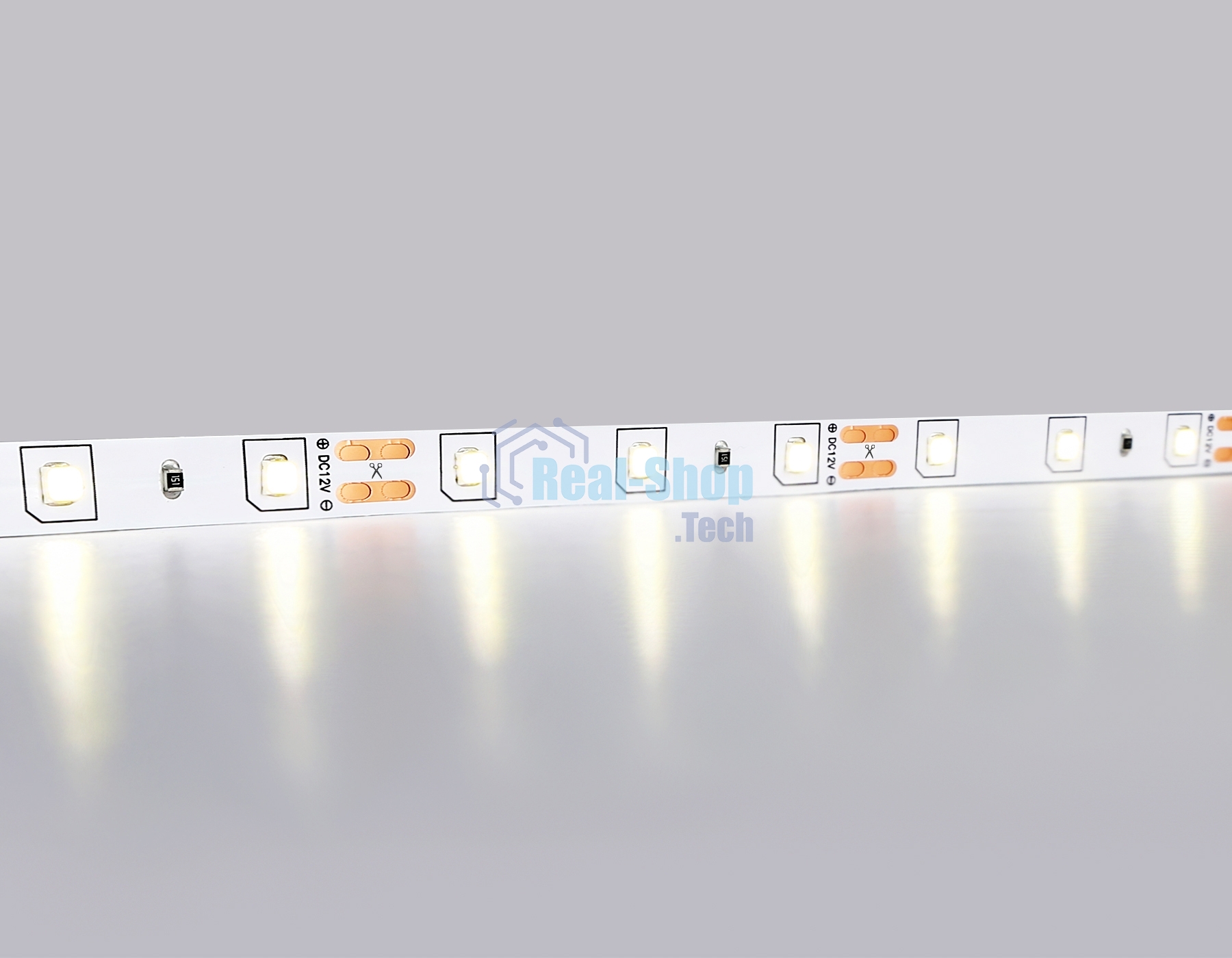 Светодиодная лента GS1002 2835 60Led/ 4.8W m/ 12V IP20 4500K/ 5000*8*1.2mm (2 конт.)