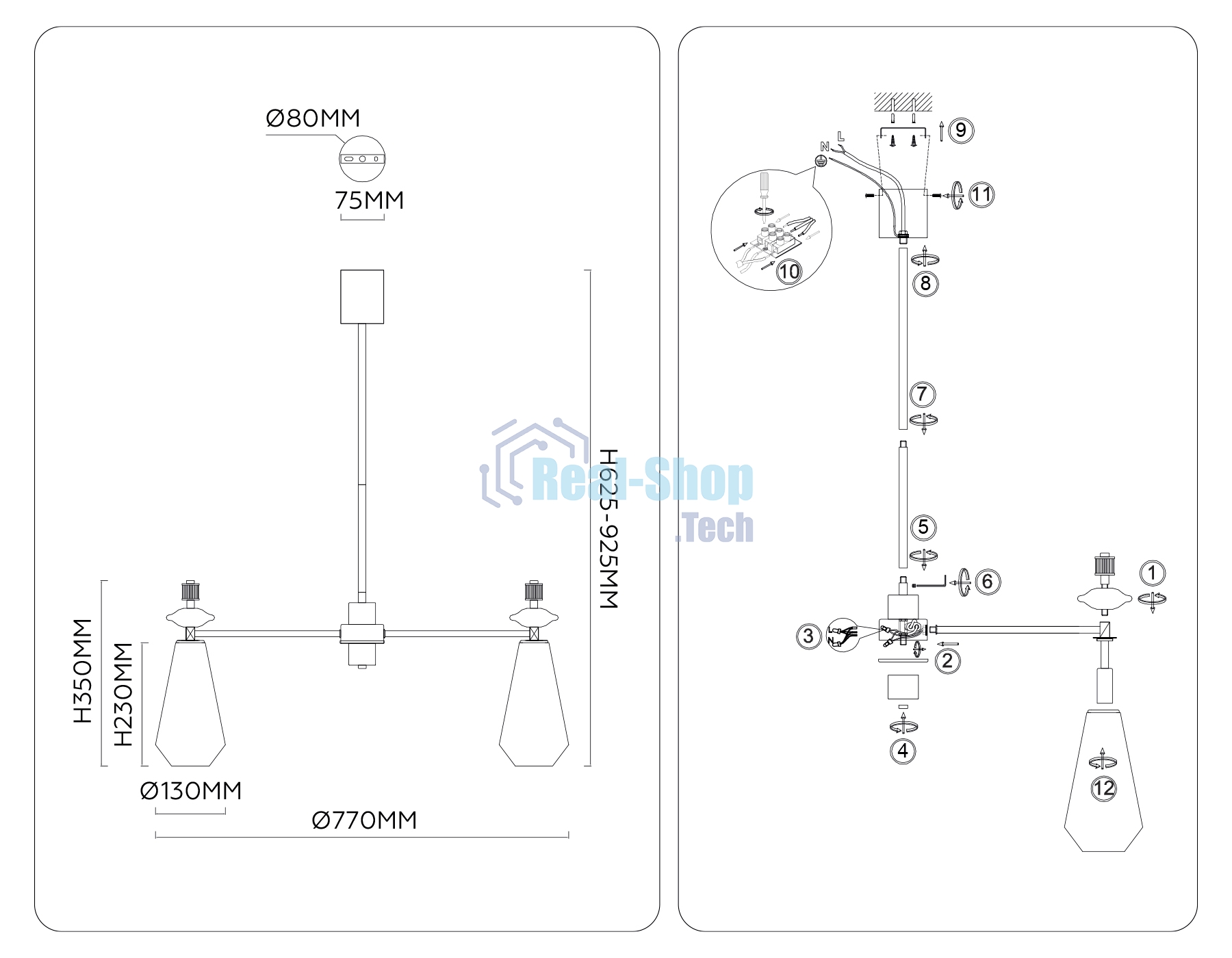 Люстра Ambrella light LH53306/7 BS/CL латунь/прозрачный E14*7 max 40W D770*925