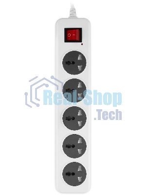 Сетевой фильтр Buro 500UNH-1.8-WG 1.8м (5 розеток) белый/серый (коробка)