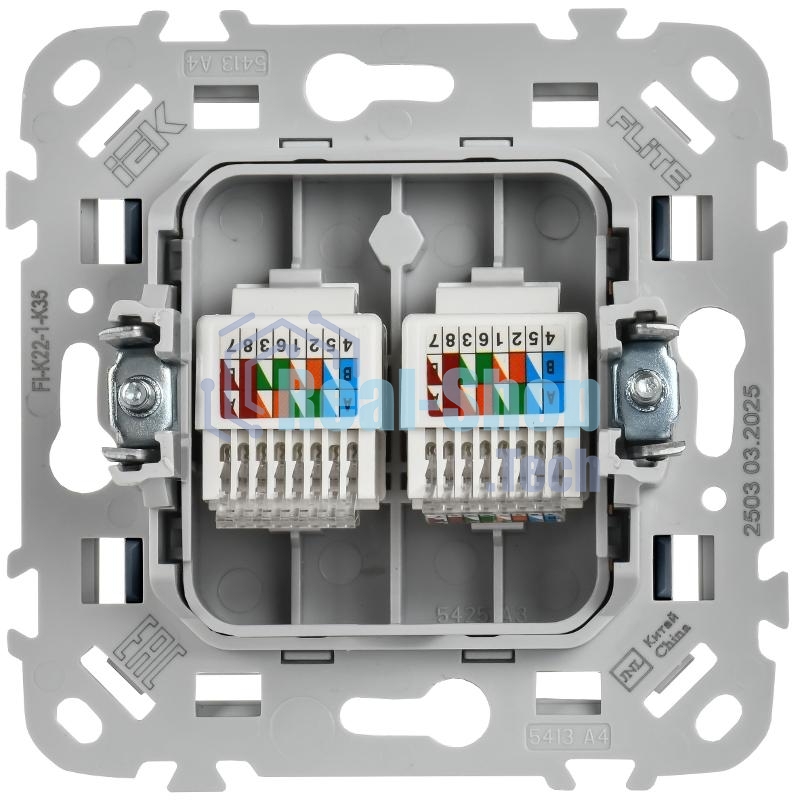 FLITE Розетка 2-ая компьютерная RJ45 кат.5Е UTP РК5е-2-0-ФлМ маренго | FI-K22-1-K35 | IEK