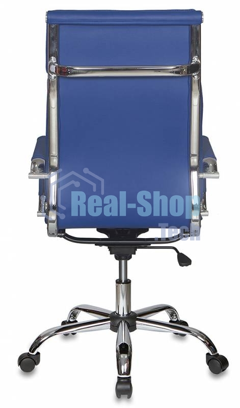 Кресло руководителя Бюрократ CH-993/blue синий, искусственная кожа, крестовина хромированная