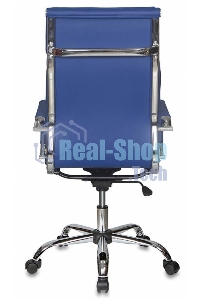 Кресло руководителя Бюрократ CH-993/blue синий, искусственная кожа, крестовина хромированная