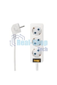 Удлинитель PROconnect 3 гнезда, 1.5 м, 3х0.75 мм², с/з, с кнопкой, белый