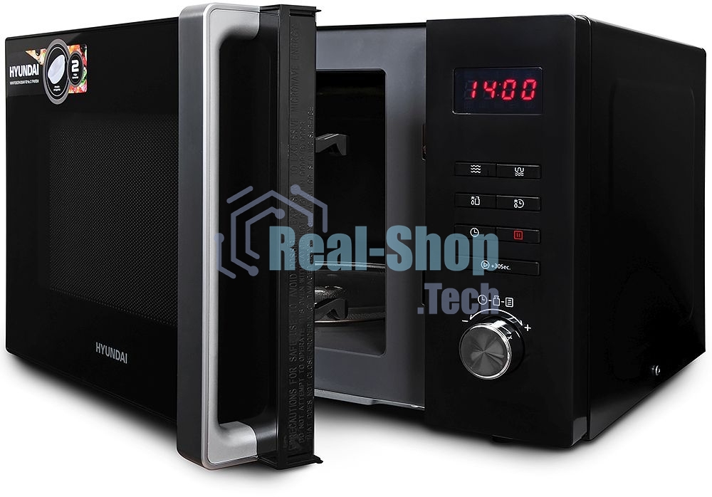 Микроволновая печь Hyundai HYM-M2062 черный, 23 л, 800 Вт, переключатели - поворотный механизм/кнопки