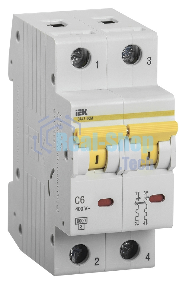 Выключатель автоматический модульный 2п C 6А 6кА ВА47-60M IEK MVA31-2-006-C
