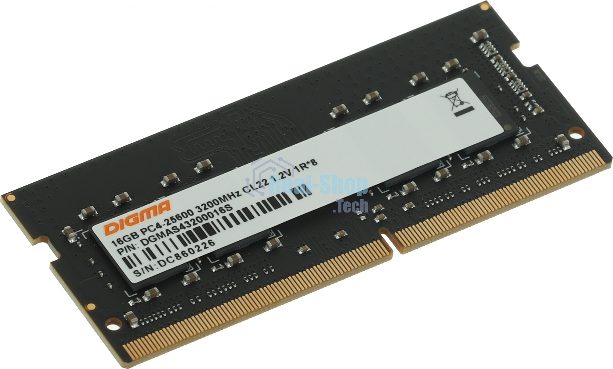 Оперативная память Digma DDR4 16GB 3200MHz DGMAS43200016S RTL PC4-25600 CL22 SO-DIMM 260-pin 1.2В single rank