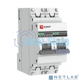 Выключатель автоматический модульный 2п C 6А 4.5кА ВА 47-63 PROxima EKF mcb4763-2-06C-pro