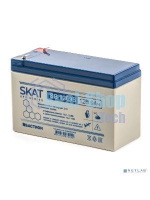 Батарея для ИБП свинцово-кислотная SKAT SB 1209S тип AGM 12V 9А·ч I зар. 2,6 А (ножевые клеммы) (8970)