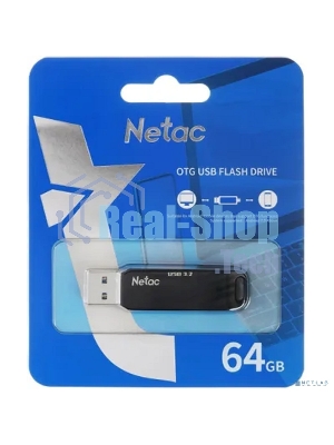 Флешка USB Netac US11 черный 64Gb USB Type-A + USB Type-C, metal/plastic case