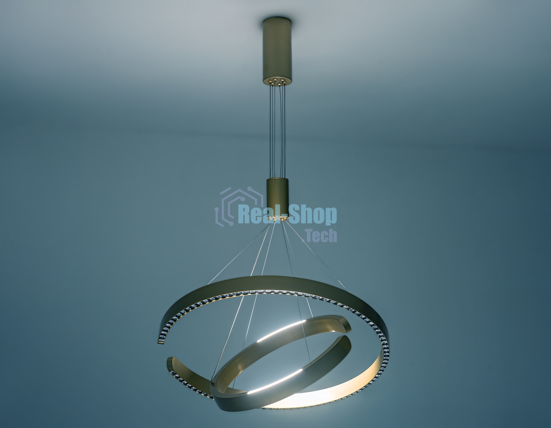 Подвесной светодиодный светильник Ambrella light FL5885/2 GD золото 45W 3000K/4200K/6400K D600/400*1200 (без ПДУ)