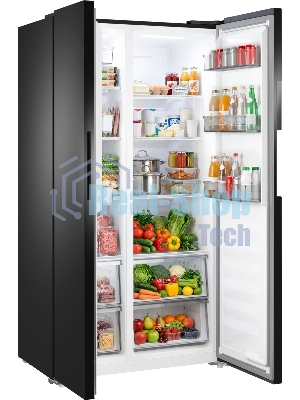 Холодильник Weissgauff WSBS 550 Built-in NoFrost Inverter черный двухкамерный 325/190л морозилка сбоку, No Frost, Side by Side