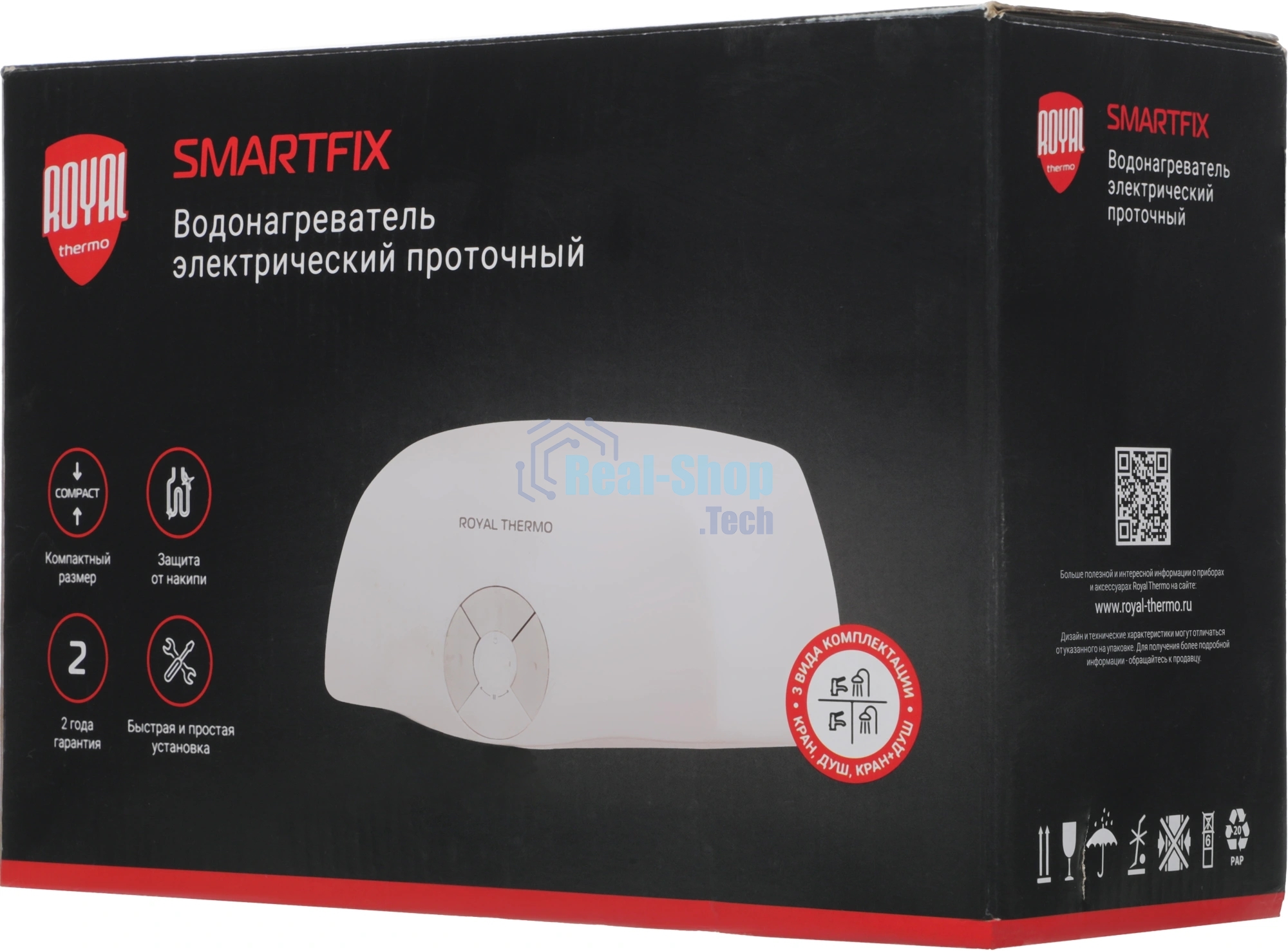 Водонагреватель электрический проточный Royal Thermo SmartFix TS белый, 2–3,7 л/мин, 3,5 кВт