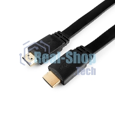 Кабель Cablexpert HDMI CC-HDMI490-15, 19M/19M, v2.0, медь, позол.разъемы, экран, плоский кабель, 1м, черный, пакет