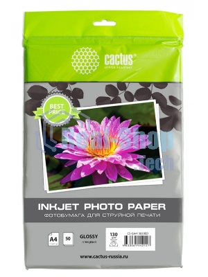 Фотобумага Cactus CS-GA413050ED A4/130г/м2/50л./белый глянцевое для струйной печати