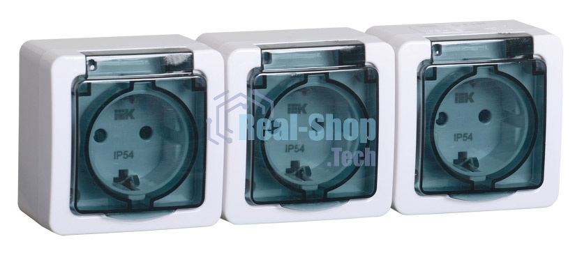 Розетка силовая Iek ERMP32-K03-16-54-EC РСб23-3-ГПБд роз 3м с з/к о/у IP54 (дымчатый) ГЕРМЕС PLUS