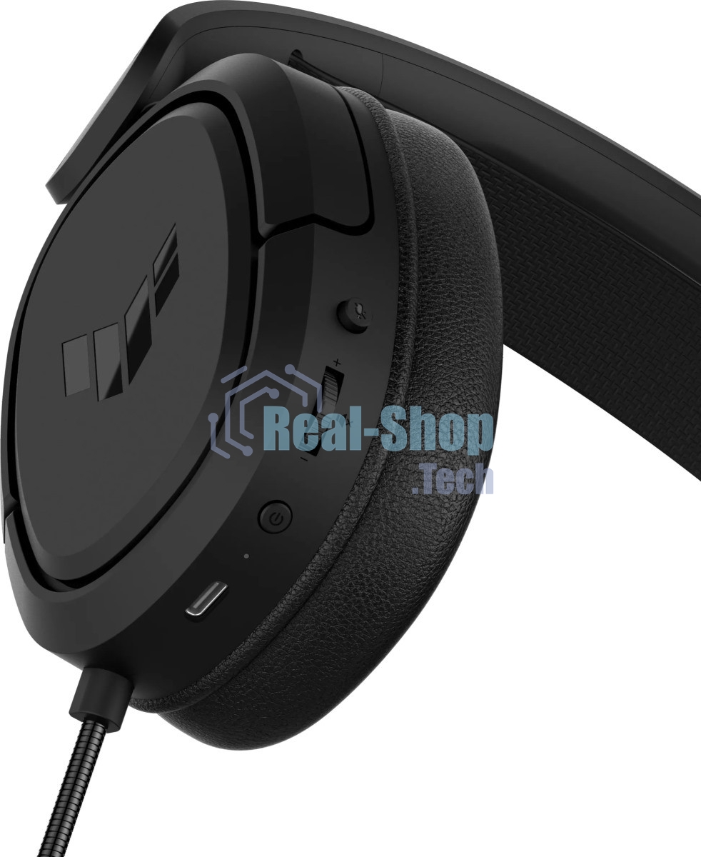 Игровые наушники ASUS TUF Gaming H1 WL черные (2.4 ГГц, 7.1 виртуально, 40мм, неодимовые магниты, 32 Ом, 20~20000 Гц, микрофон, USB-C, PC, Mac, PS4, Nintendo Switch, Xbox One, 90YH0391-B3UA00)