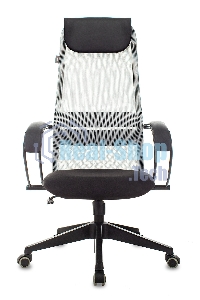 Кресло руководителя Бюрократ CH-607 TW-02 светло-серый, сиденье черный, сетка/ткань, с подголов. крестовина пластик