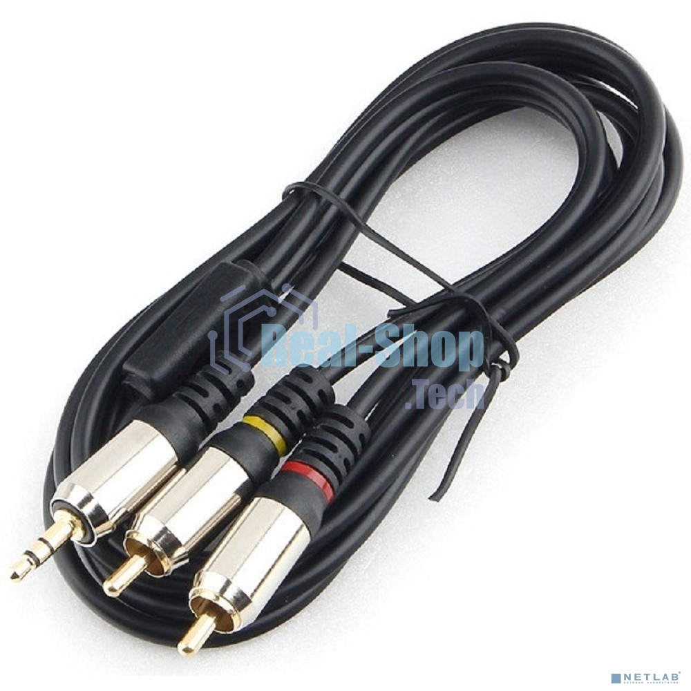 Кабель аудио Cablexpert CCAB-02-35M2RM-1.5MB. 3.5 Jack(M)/2х RCA (M), черный, 1.5м, блистер