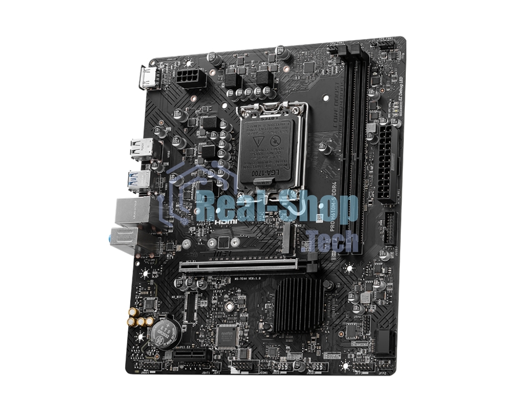 Материнская плата MSI PRO H610M-S DDR4, LGA 1700, Intel H610, 2xDDR4, 2xSATA, 1xM.2, 1xPCIe 4.0 x16, 1xPCIe 3.0 x1, 1xHDMI, 1x1Gb LAN, 4xUSB 2.0, 2xUSB 3.2 Gen 1, 3x3.5 мм, 7.1, Micro-ATX