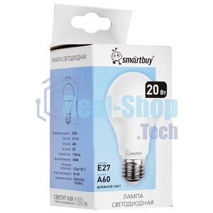 Светодиодная (LED) Лампа Smartbuy-A60-20W/4000/E27 (SBL-A60-20-40K-E27)